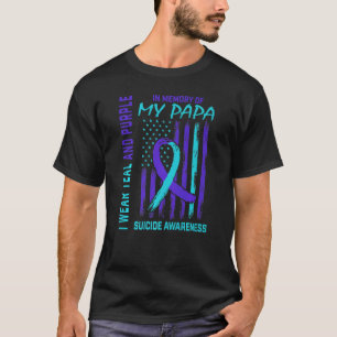 T-shirt Ruban turquoise Violet En Mémoire De Papa Suicide