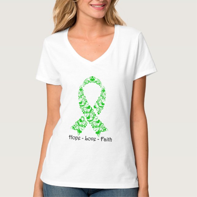 T-shirt Ruban vert de conscience d'espoir (Devant)