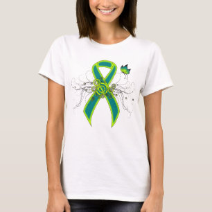 T-shirt Ruban vert turquoise et citron vert avec papillon