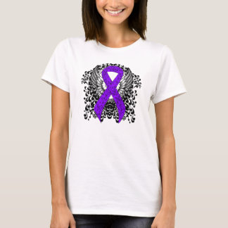 T-shirt Ruban violet avec ailes, lymphome de Hodgkin