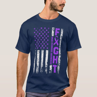 T-shirt Ruban Violet de Sensibilisation au Surdosage Drape