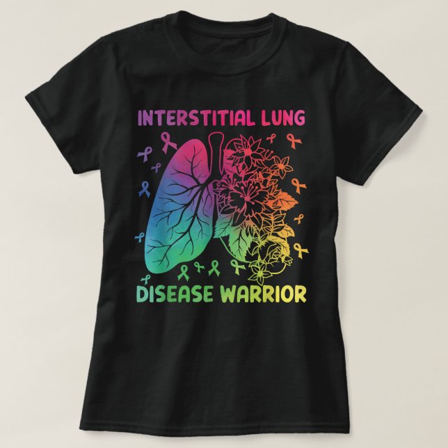 T-shirt Rubans du guerrier de la maladie pulmonaire inters (Design devant)