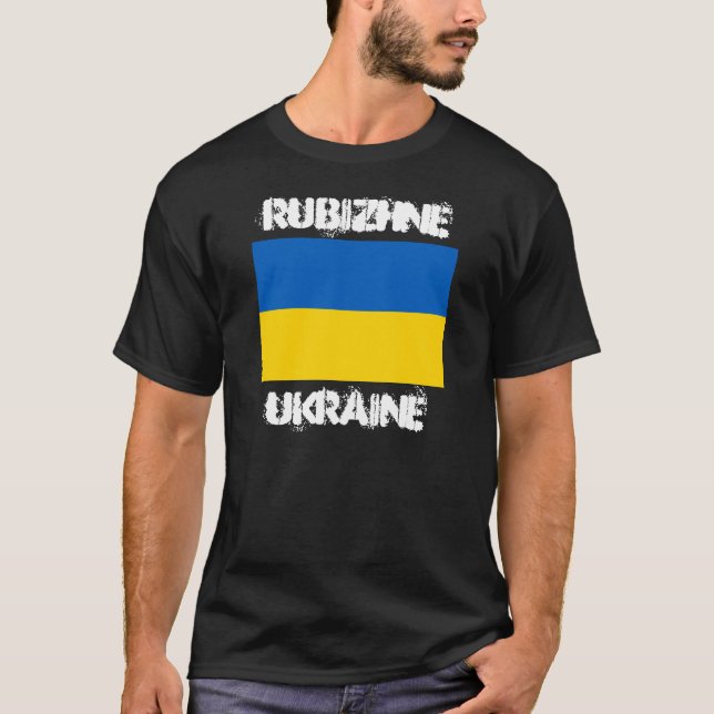 T-shirt Rubizhne, Ukraine avec le drapeau ukrainien (Devant)