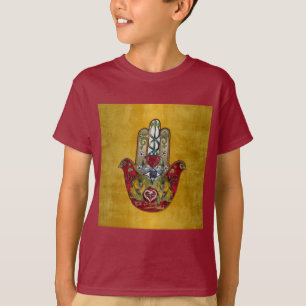 T-shirt Ruby Pomegranate Heart Red Bird Hamsa