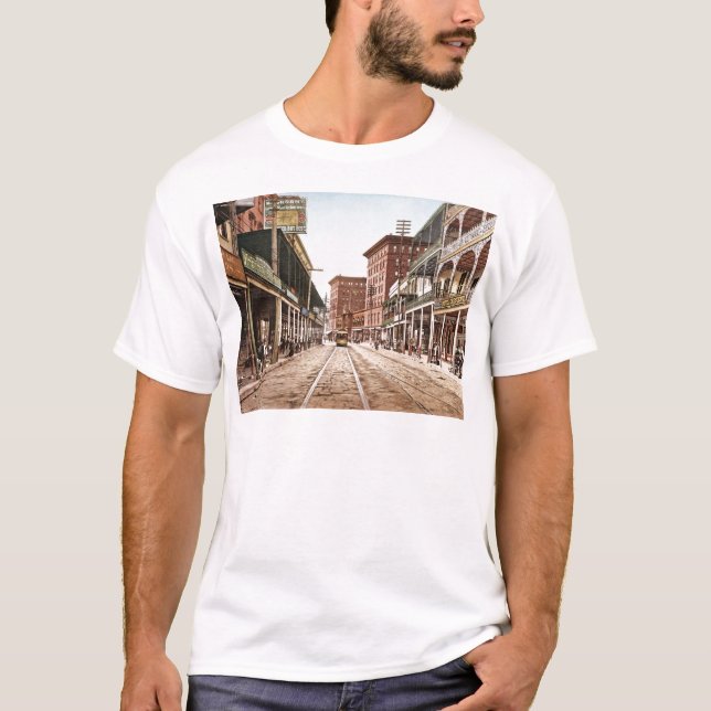 T-shirt Rue la Nouvelle-Orléans 1900 de St Charles (Devant)