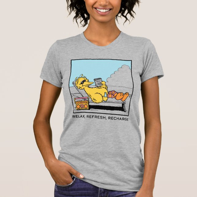 T-shirt Rue Sésame | Big Bird Relax Refresh Recharge (Devant)