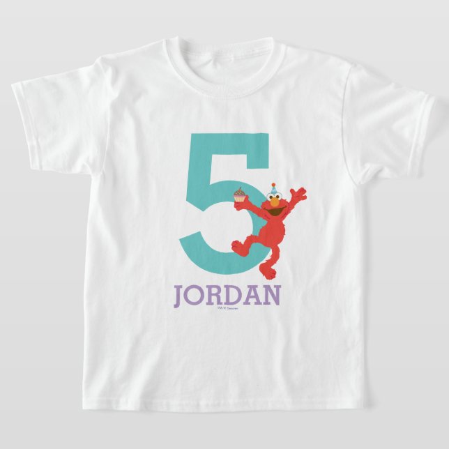 T-shirt Rue Sésame | Elmo - Confetti 5e anniversaire (Poser)
