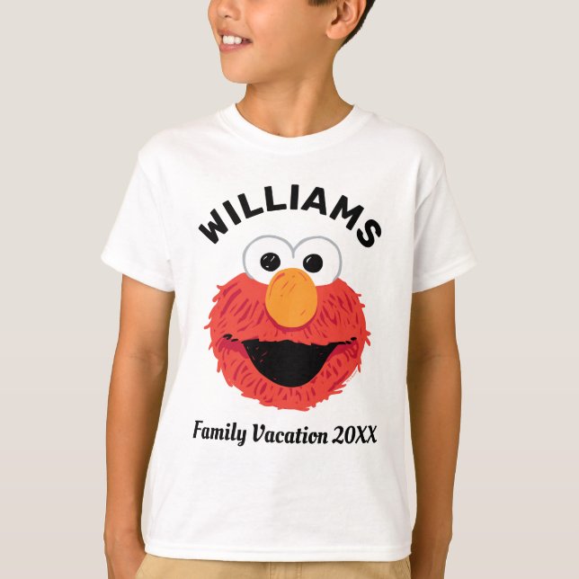 T-shirt Rue Sésame | Elmo Famille Vacances (Devant)