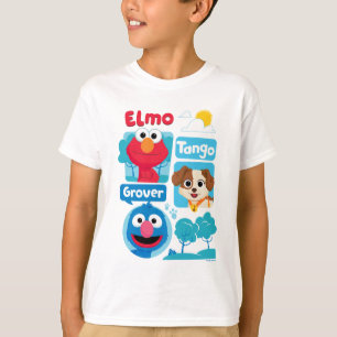 T-shirt Rue Sésame Graphique du parc Elmo, Tango et Grov