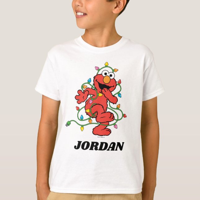 T-shirt Rue Sésame | Lumières de Noël Elmo (Devant)