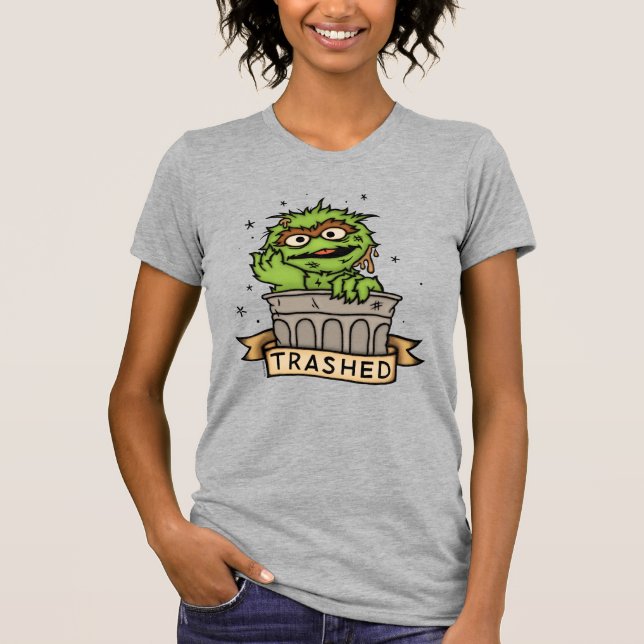 T-shirt Rue Sésame | Oscar the Grouch Trashed (Devant)