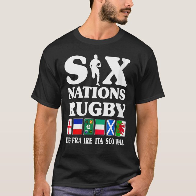 T-shirt Rugby 6 Nations Angleterre France Irlande Italie É (Devant)