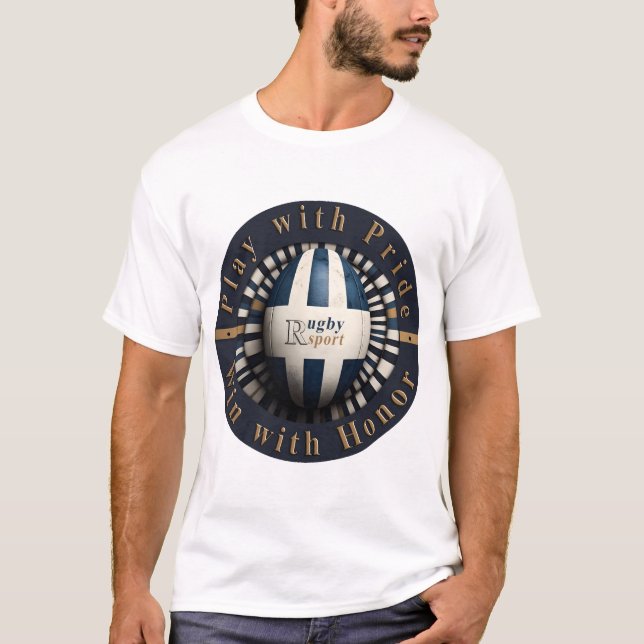 T - Shirt Rugby Design 3D "Spiel mit Stolz, gewinn (Vorderseite)