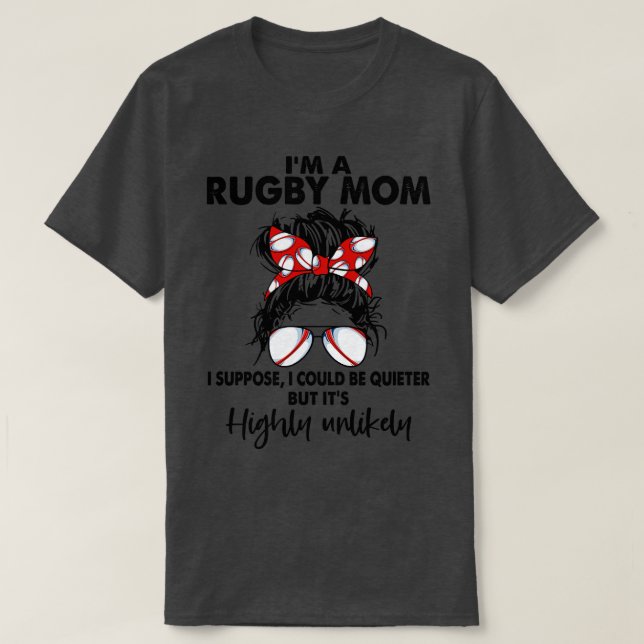 T-shirt Rugby Maman Messy Bun Design de cheveux Drôle Spor (Design devant)