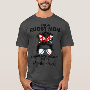 T-shirt Rugby Maman Messy Bun Design de cheveux Drôle Spor