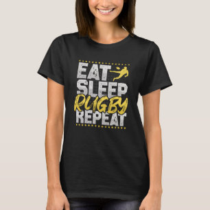 T-shirt Rugby Manger Sleep Répéter Football Hobby Rugby