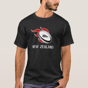 T-shirt Rugby Nouvelle-Zélande Balle de rugby néo-zélandai