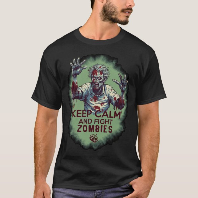 T - Shirt "Ruhe und Kampf gegen Zombies" (Vorderseite)