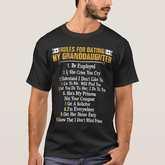 T-shirt Rules For Dating My Granddaughter Fun Family (Devant)