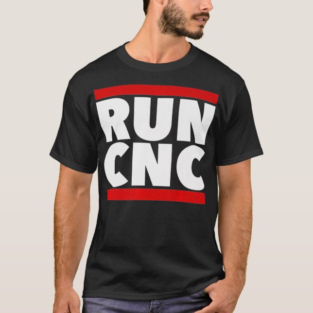 T-shirt RUN CNC chemise Funny machiniste ingénieur G-code (Devant)