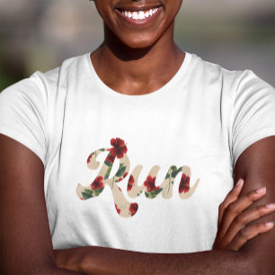 T-shirt RUN Type rétro Vintage Russe Hibiscus Motif