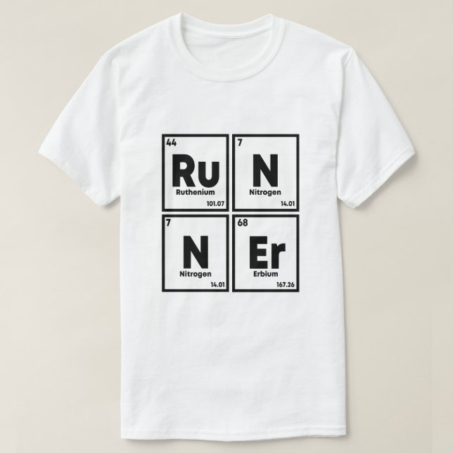 T-shirt Runner Table Périodique Marathon Runners Science (Design devant)