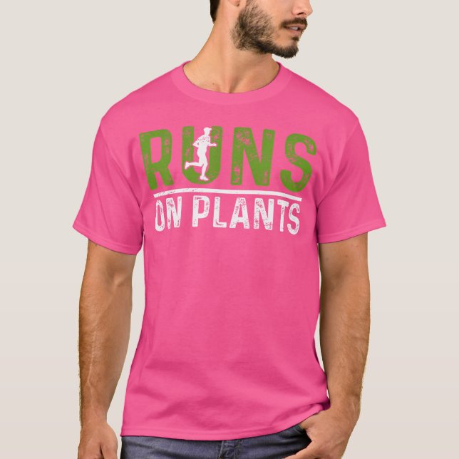 T-shirt Runs On Plants Vegan Runner Vegetarian Running Mar (Devant)