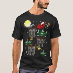 T-shirt Russe Bleu renne Noël Russe Bleu Chat L