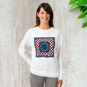 T-shirt Russe Patriotic Americana Quilt Motif USA Art