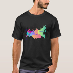 T-shirt Russie Carte Avec Régions Noms Fédération Russe