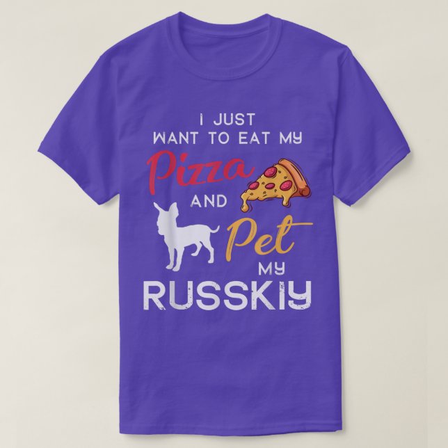 T-shirt Russkiy Chien Pizza Lover Propriétaire Noël Annive (Design devant)