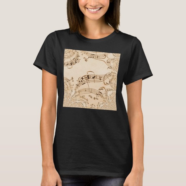 T-shirt Rustic Antique Musical Notes (Devant)