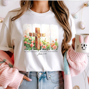 T-shirt Rustic Cross Easter Tee; Jean 3:16 Foi chrétienne