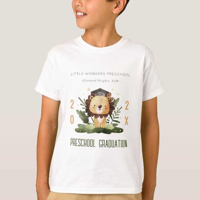 T-shirt Rustic Cute Kids Lion Foliage Préscolaire Graduati (Devant)