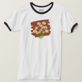 T-shirt Rustic floral design on brown background