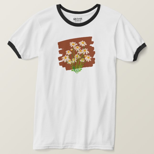T-shirt Rustic floral design on brown background (Design devant)