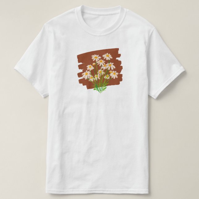 T-shirt Rustic floral design on brown background (Design devant)