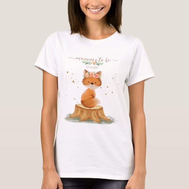 T-shirt Rustic Fox Baby Shower MOMMY TO BE (Devant)