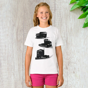 T-shirt Rustic Trois Camions Noirs Conception Vintage Cami