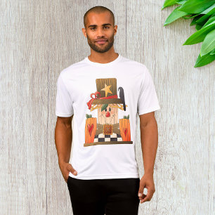 T-shirt Rustique automne Scarecrow avec Citrouilles et Cor