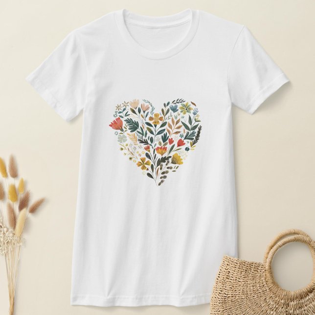 T-shirt Rustique Folk Fleur sauvage Coeur de fleurs (Créateur téléchargé)