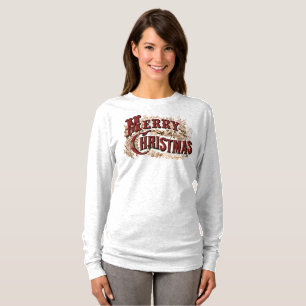T-shirt rustique Joyeux Noël à manches longues