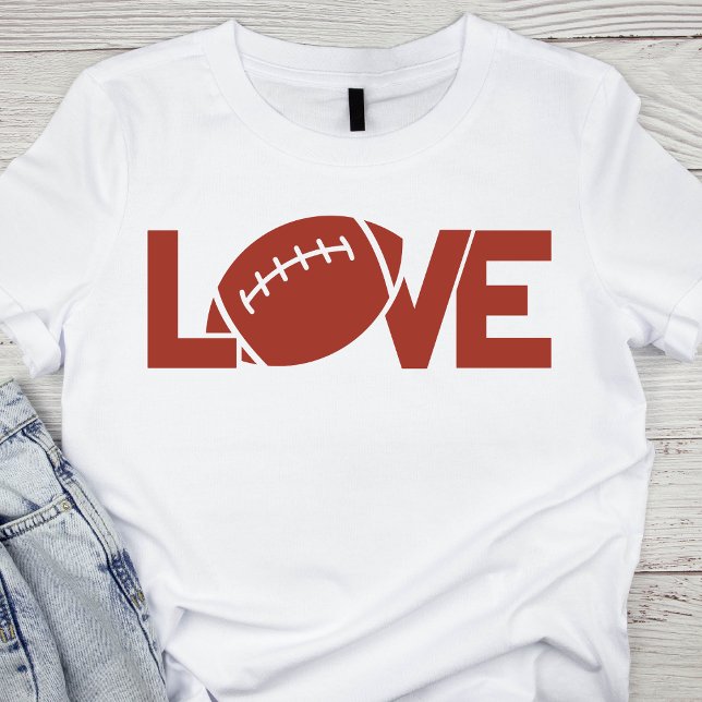 T-shirt Rustique Red Football Love Texte graphique (Créateur téléchargé)