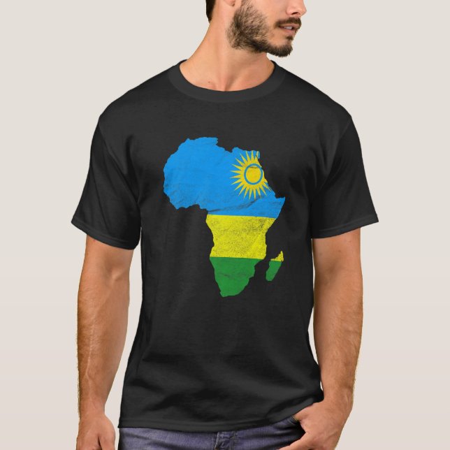 T-shirt Rwanda Drapeau Afrique Continent Silhouette Cadeau (Devant)