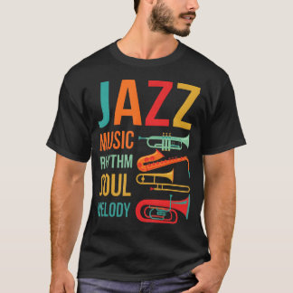 T-shirt Rythme de musique jazz Âme Mélodie Rétro Instrumen