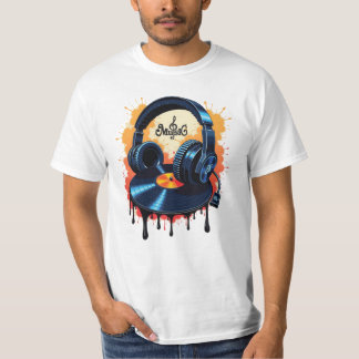 T-shirt Rythmes Vinyle Rétro & Casques Audio