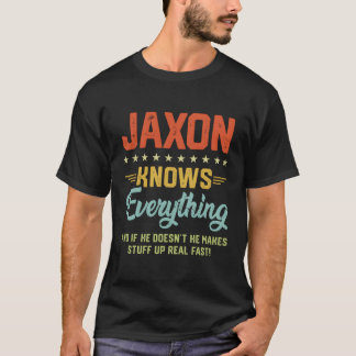 T-shirt S Jaxon Sait Tout Nom Plaisanteries Personnalisées