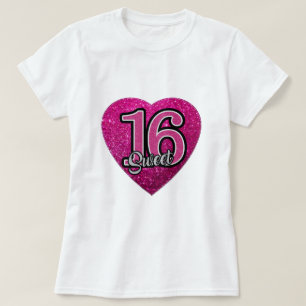 T-Shirt S M L XL Rose Coeur Parties scintillant Fi