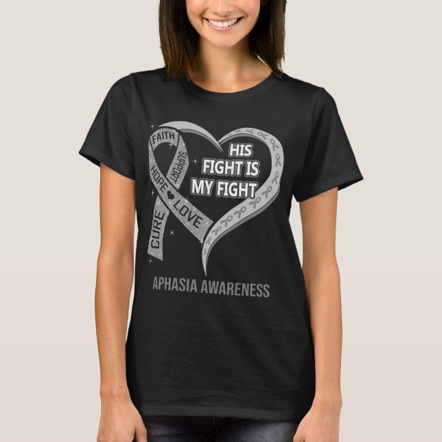 T-shirt Sa Lutte Est Mon Combattre Ribbon Heart Aphasia (Devant)