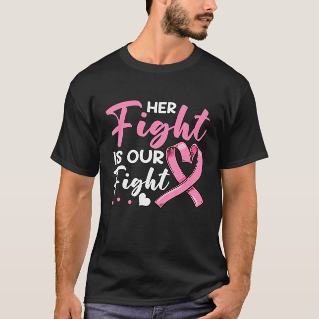T-shirt Sa Lutte Est Notre Lutte Pink Ribbon Cancer Du Sei (Devant)